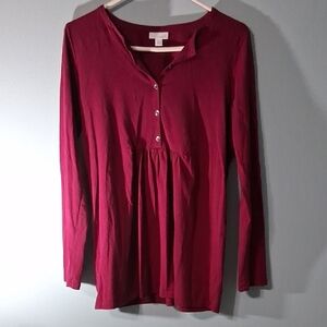 J. Jill Size S Burgundy Roll Tab Sleeve Tunic